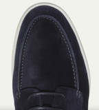 Men's lace-up moc toe derby shoes with low contrasting soles