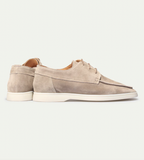 Men's lace-up moc toe derby shoes with low contrasting soles