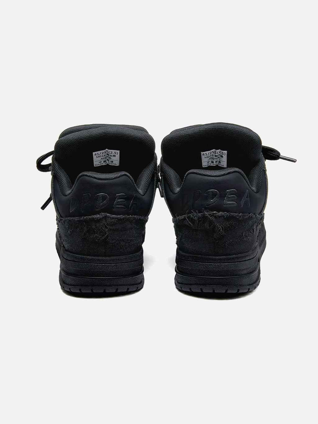 Black high-top skate sneakers with tonal camouflage side panels and lace-up fronts