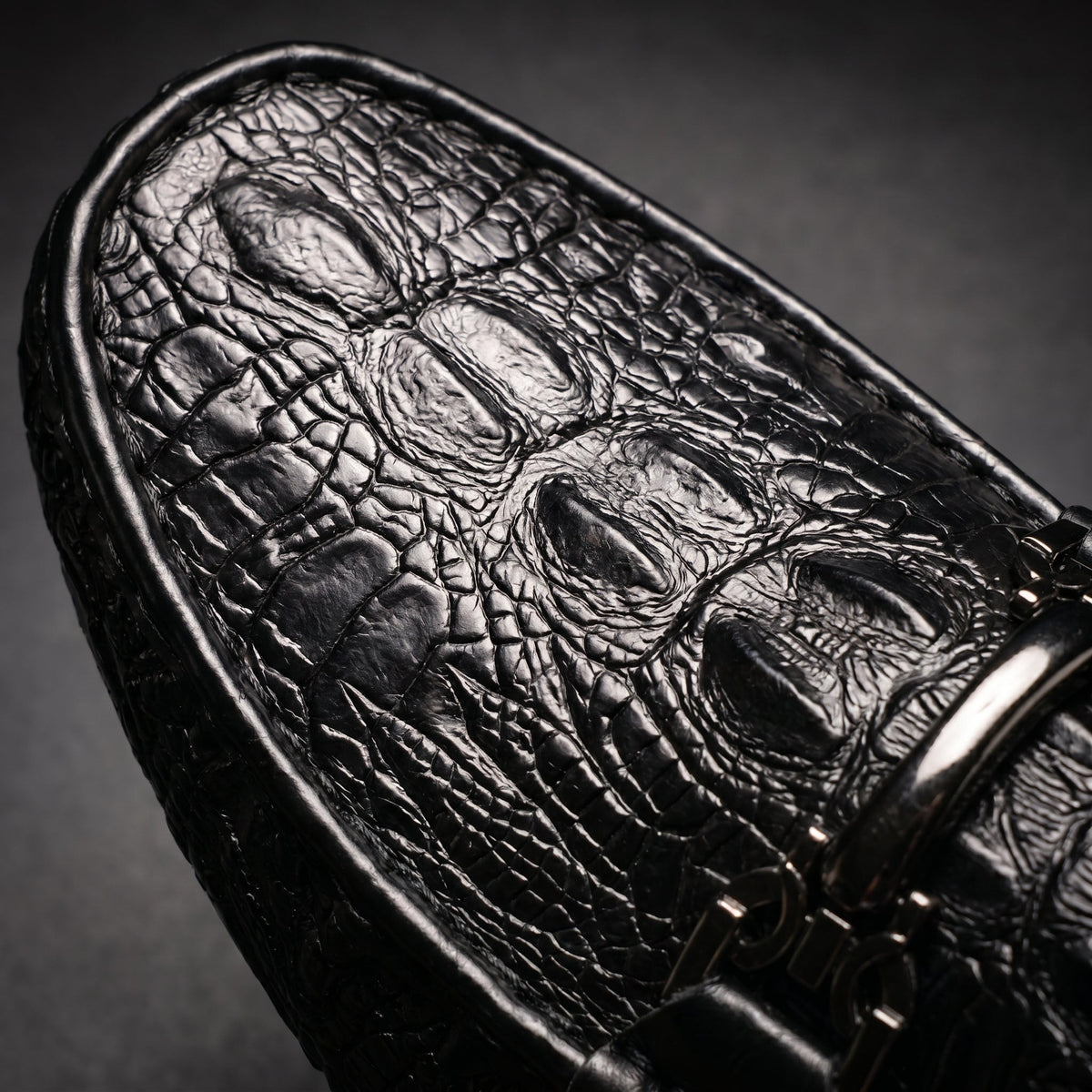 Men's croc-embossed loafers with horsebit detail and rounded toes