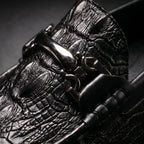 Men's croc-embossed loafers with horsebit detail and rounded toes