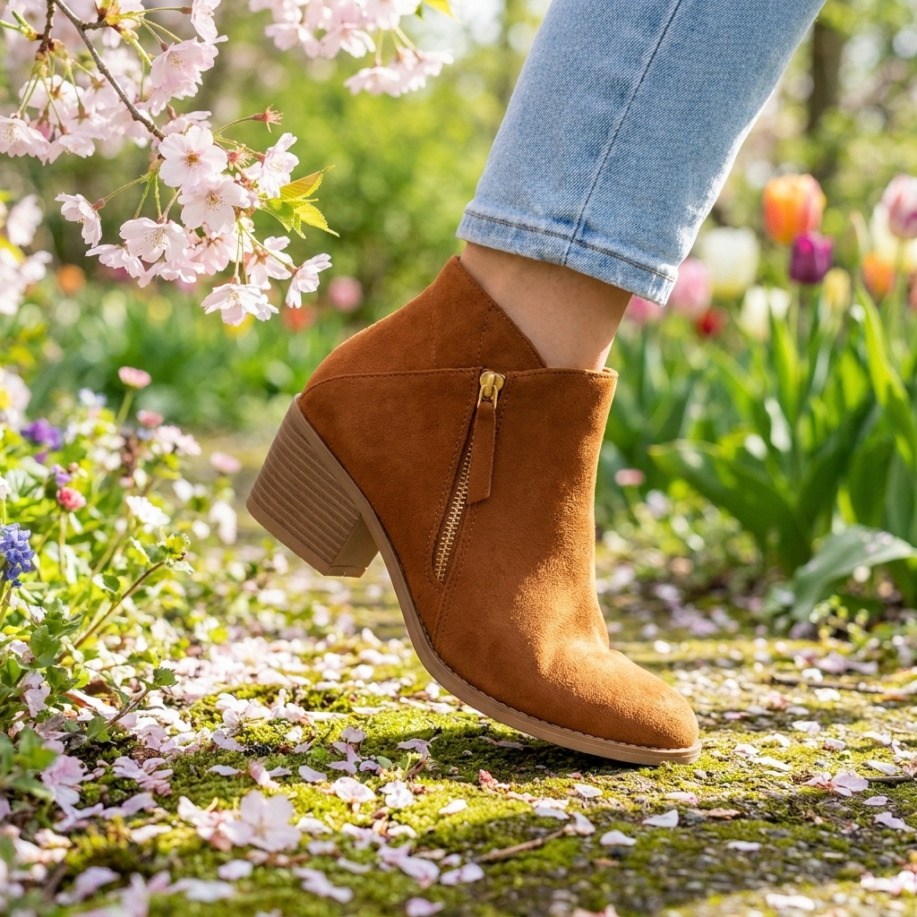 Women's ankle boots with side zip and block heel