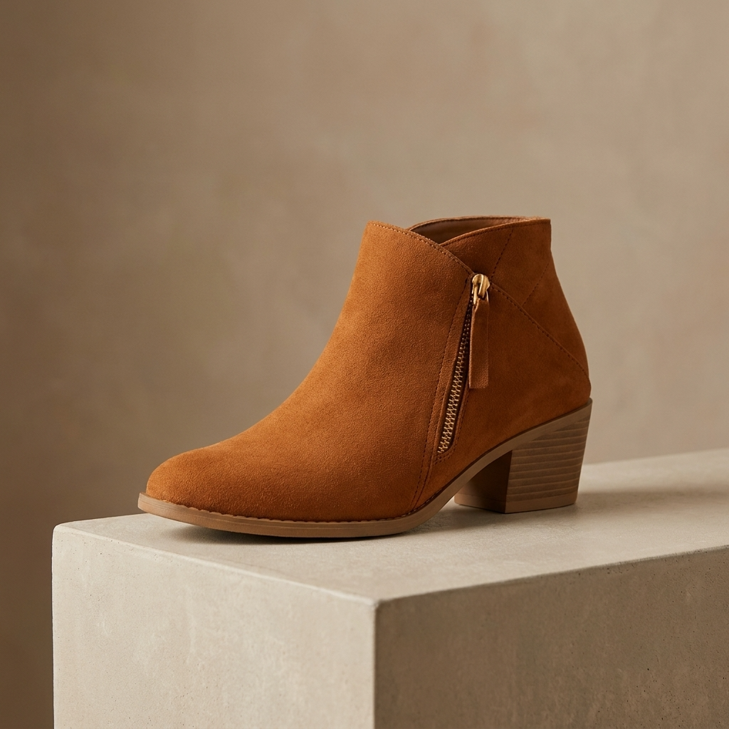 Women's ankle boots with side zip and block heel