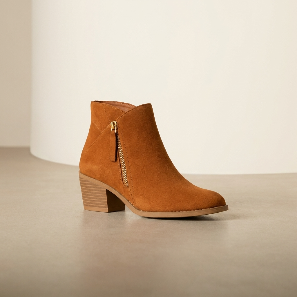 Women's ankle boots with side zip and block heel