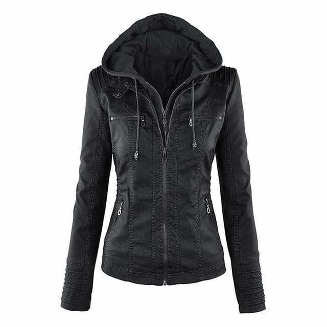 Women's fitted hooded jacket with long sleeves, zip front and zipped pockets