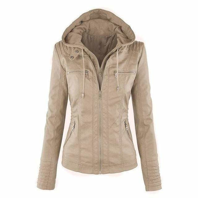 Women's fitted hooded jacket with long sleeves, zip front and zipped pockets