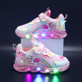 Children's light-up sneakers with rainbow graphics and colourful sole lights