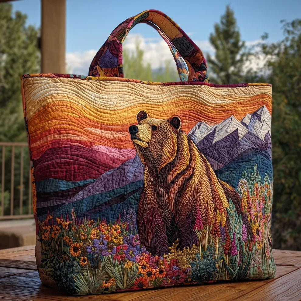 Patterned quilted women's tote bag with twin handles