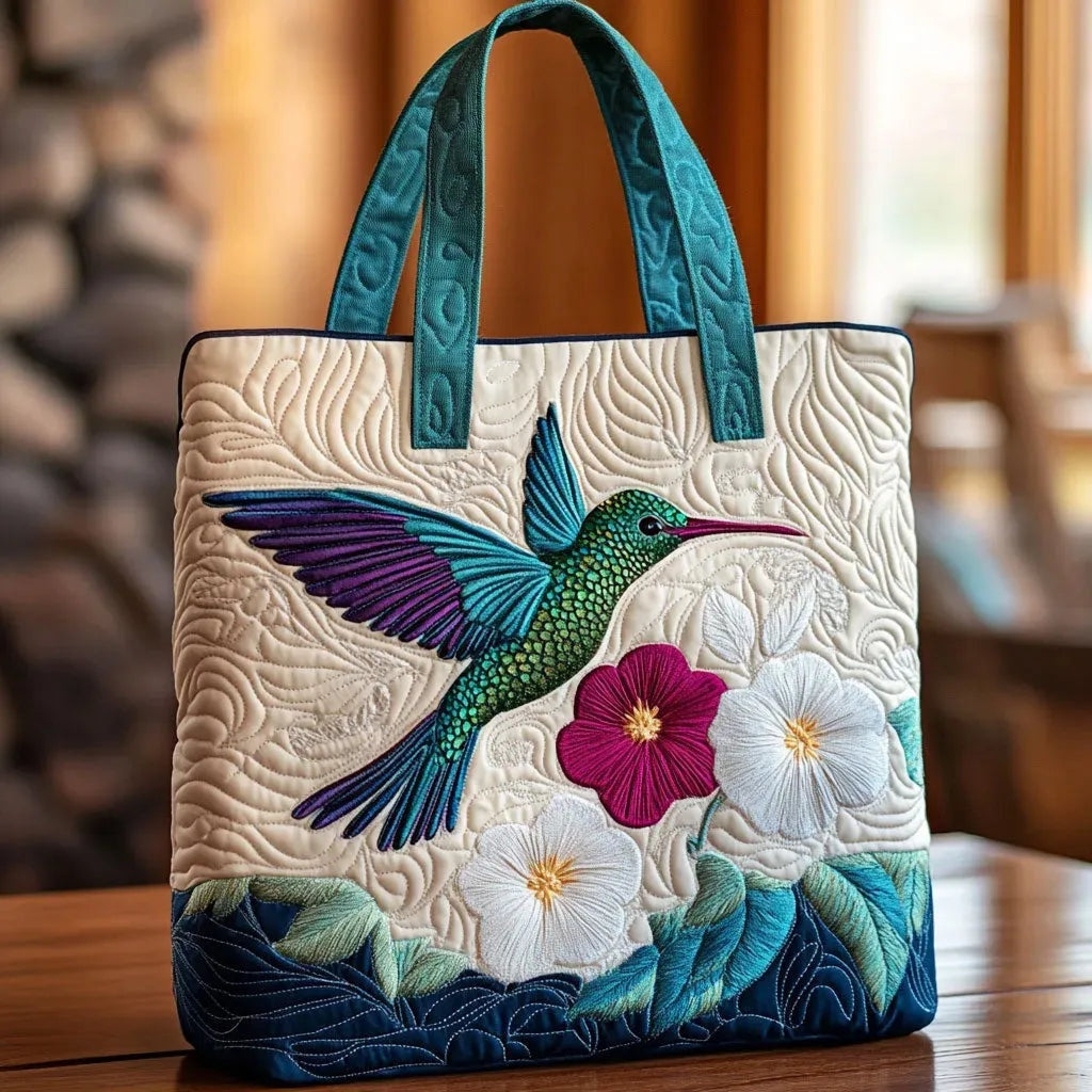 Patterned quilted women's tote bag with twin handles