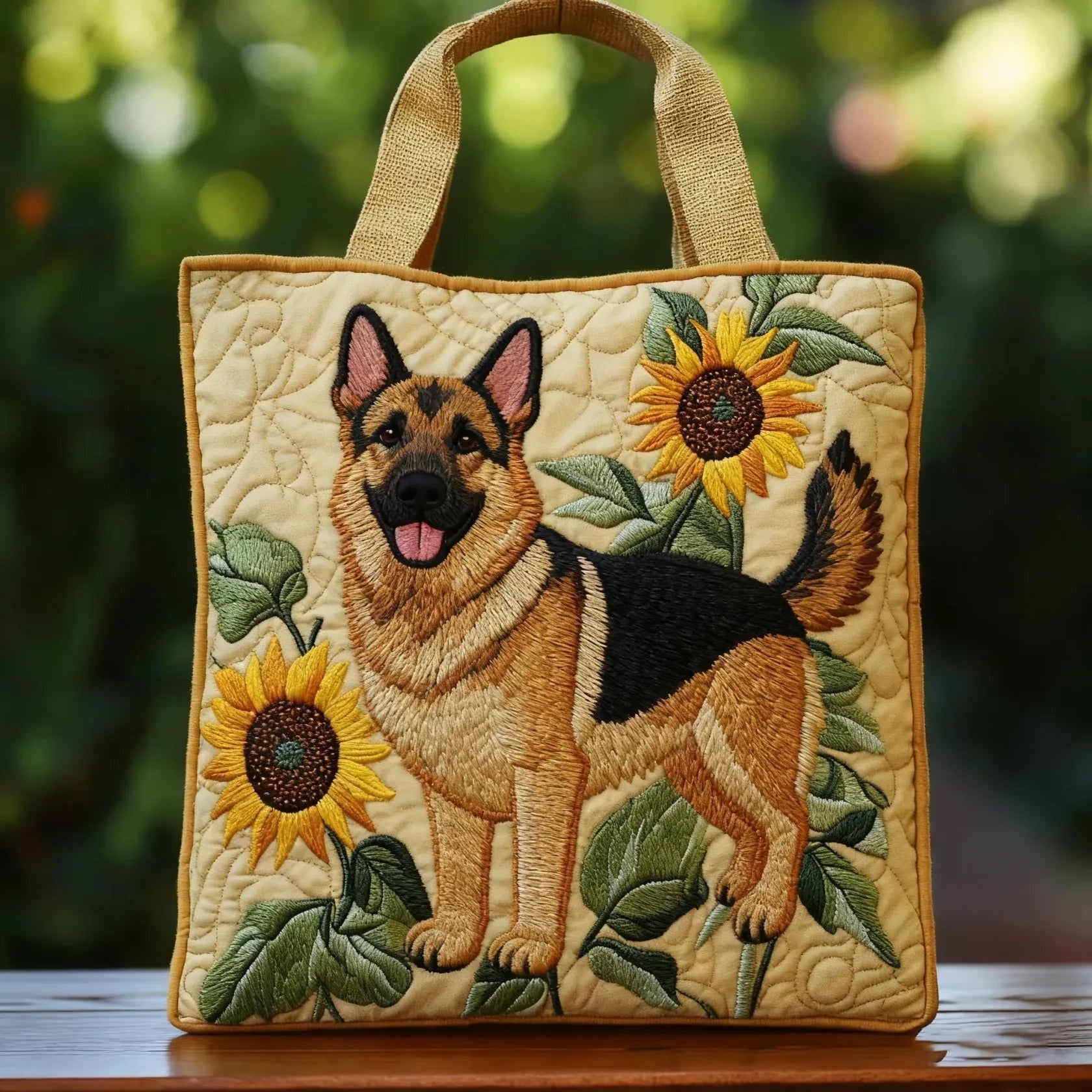 Patterned quilted women's tote bag with twin handles