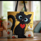 Patterned quilted women's tote bag with twin handles