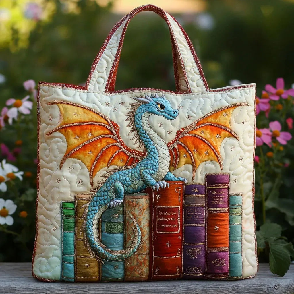 Patterned quilted women's tote bag with twin handles