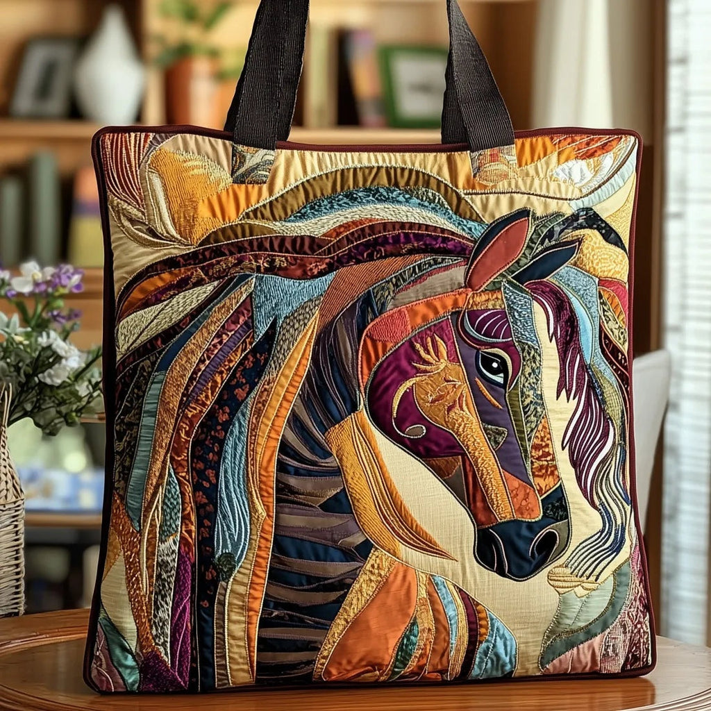 Patterned quilted women's tote bag with twin handles