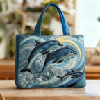 Patterned quilted women's tote bag with twin handles