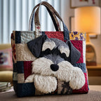 Patterned quilted women's tote bag with twin handles