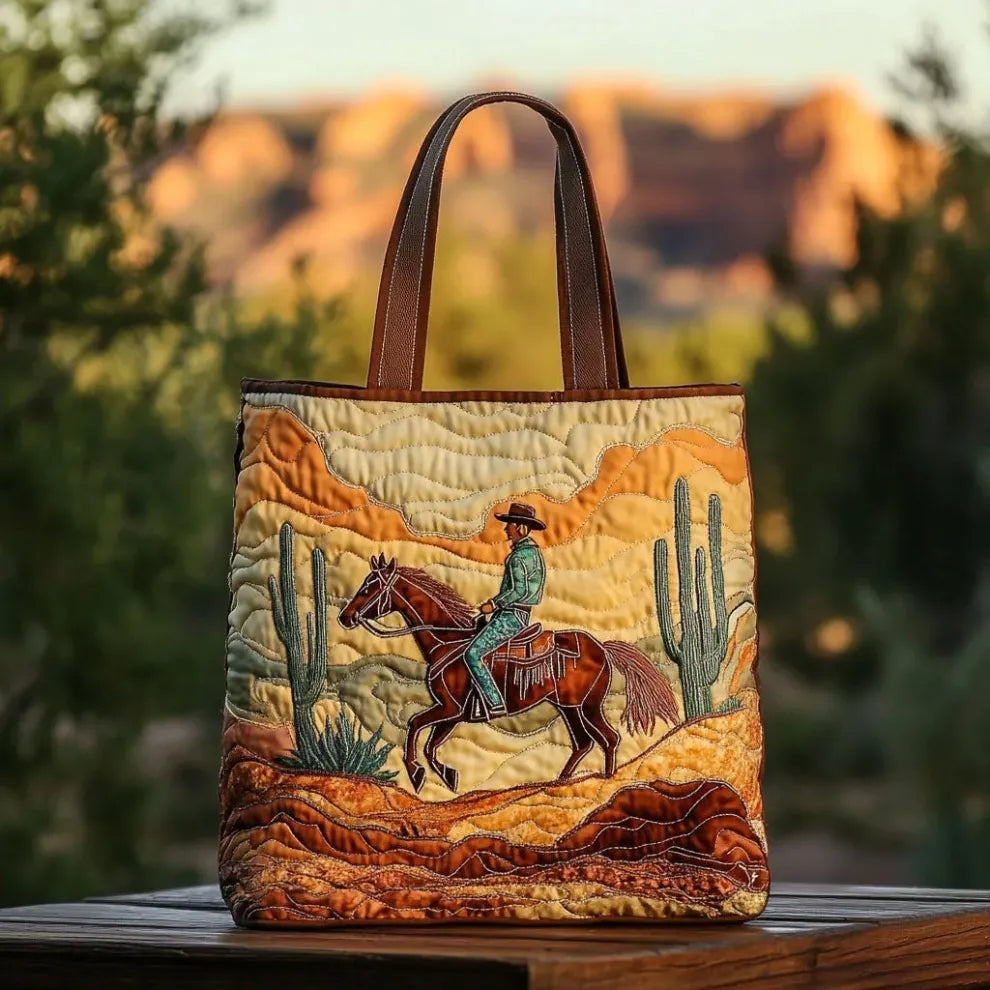 Patterned quilted women's tote bag with twin handles