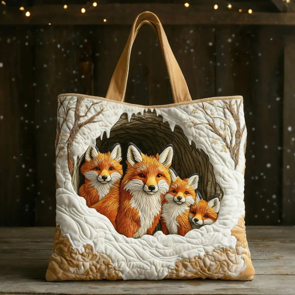 Patterned quilted women's tote bag with twin handles