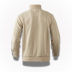 Men's quarter-zip cable knit jumper with mock neck and long sleeves