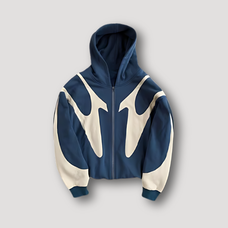 Men's zip hoodie with hood and contrasting graphic panel design