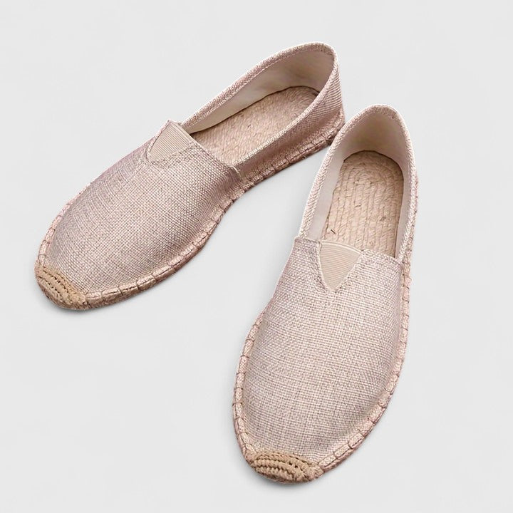 Men's plain woven-look espadrille slip-on flats with rope-effect trim