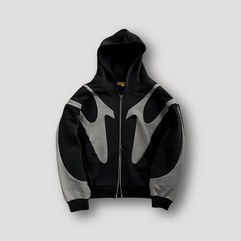 Men's zip hoodie with hood and contrasting graphic panel design