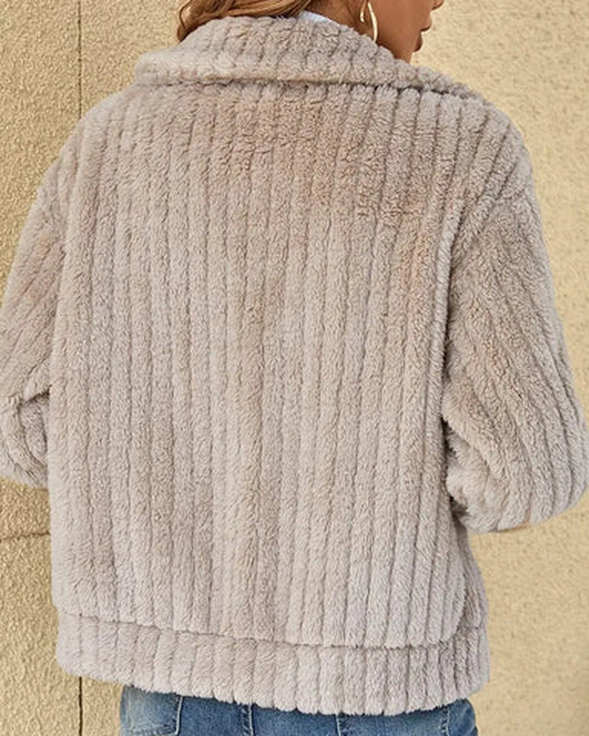 Women's hooded textured cardigan with long sleeves and zip front