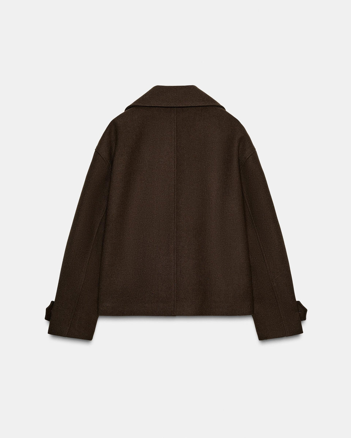 Women's short coat with notched lapels, button front and long sleeves