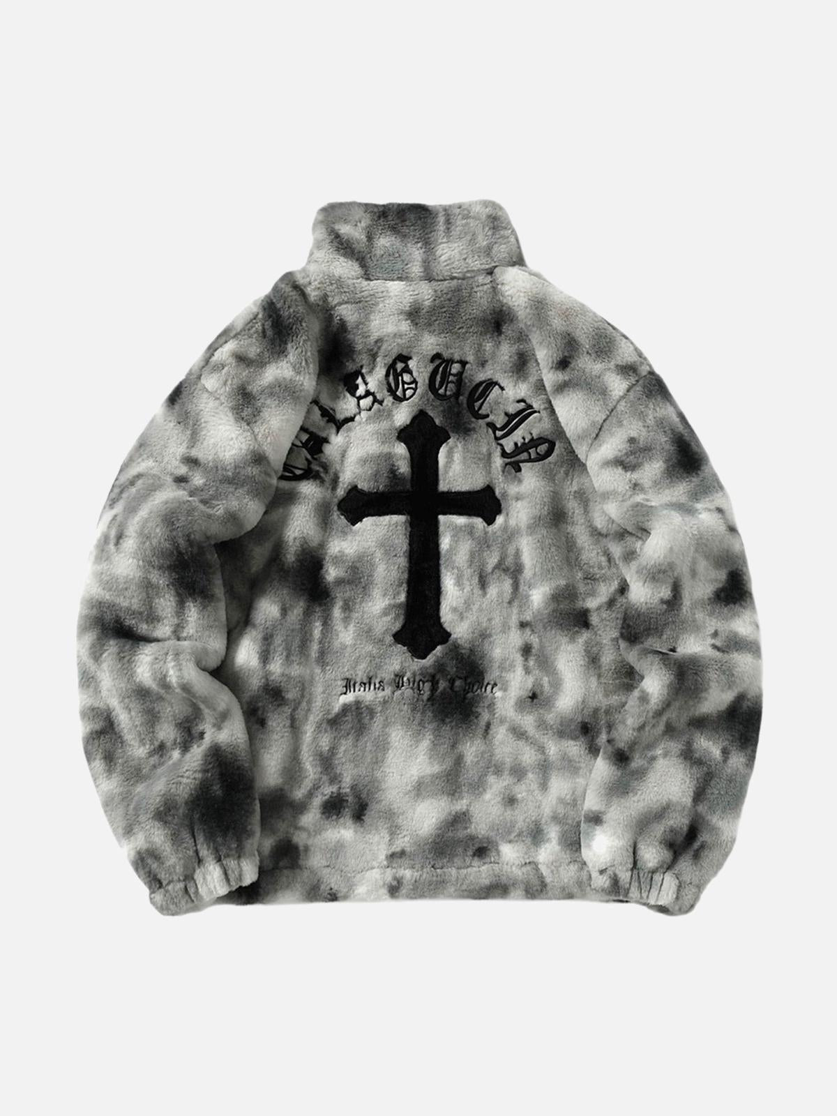 Unisex tie-dye hooded jacket with full zip and chest graphic