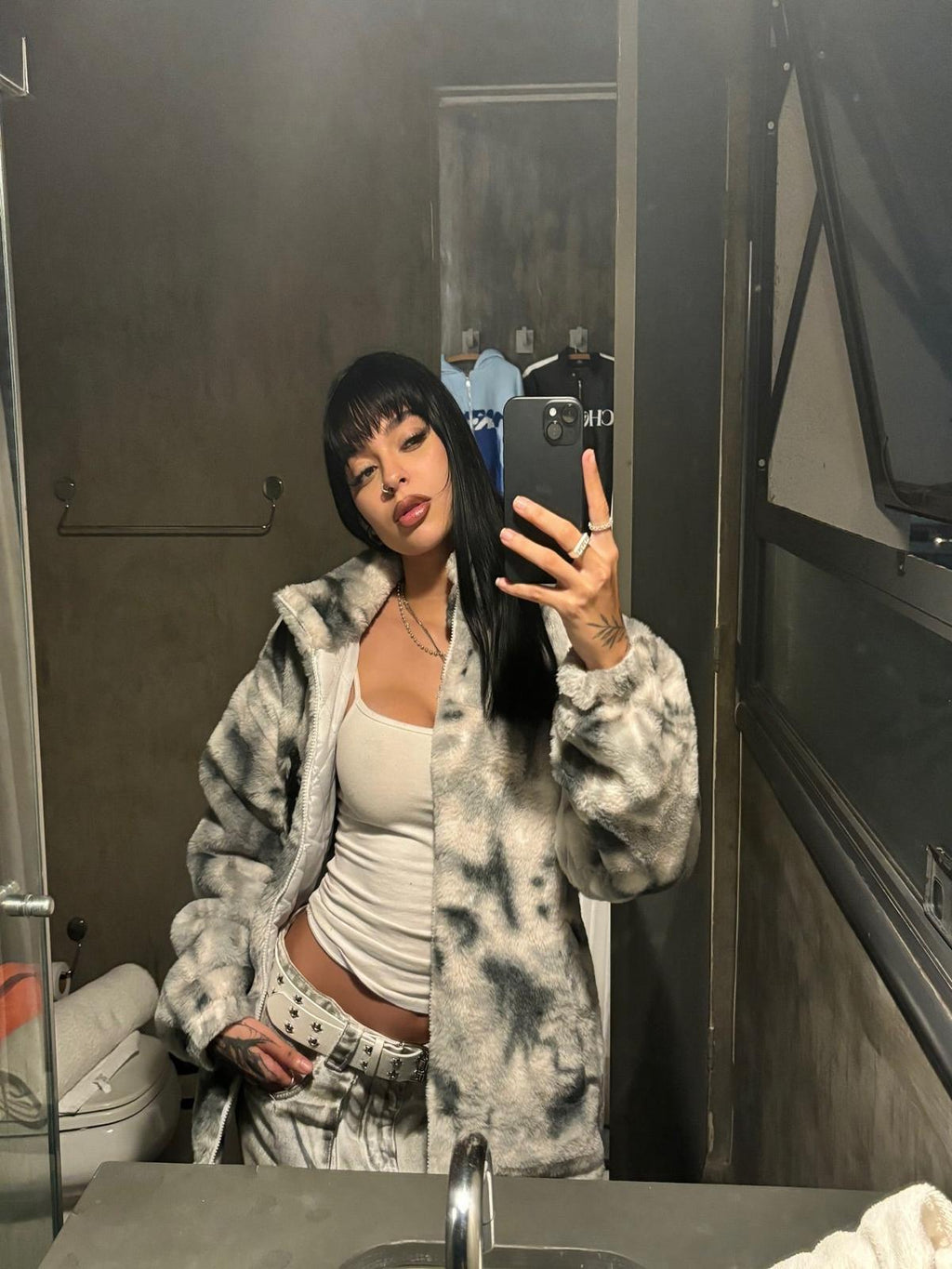 Unisex tie-dye hooded jacket with full zip and chest graphic