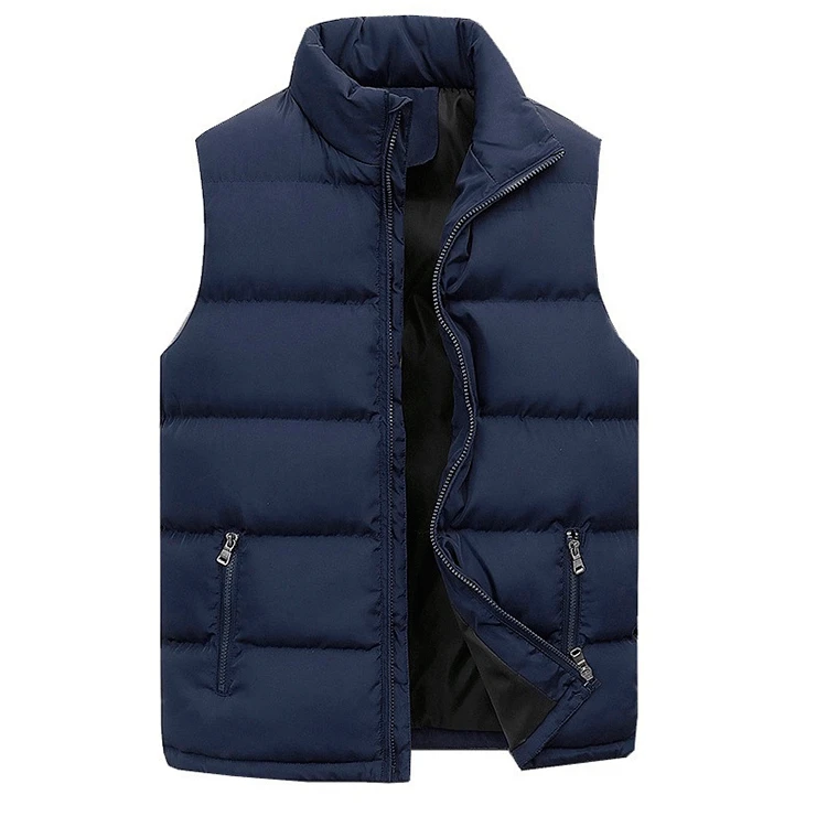 Men's sleeveless quilted gilet with high collar, front zip and two zipped pockets