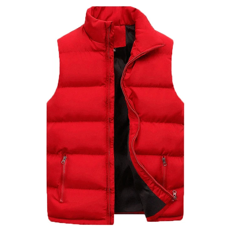 Men's sleeveless quilted gilet with high collar, front zip and two zipped pockets