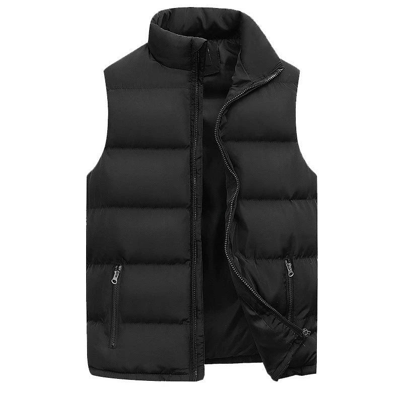 Men's sleeveless quilted gilet with high collar, front zip and two zipped pockets