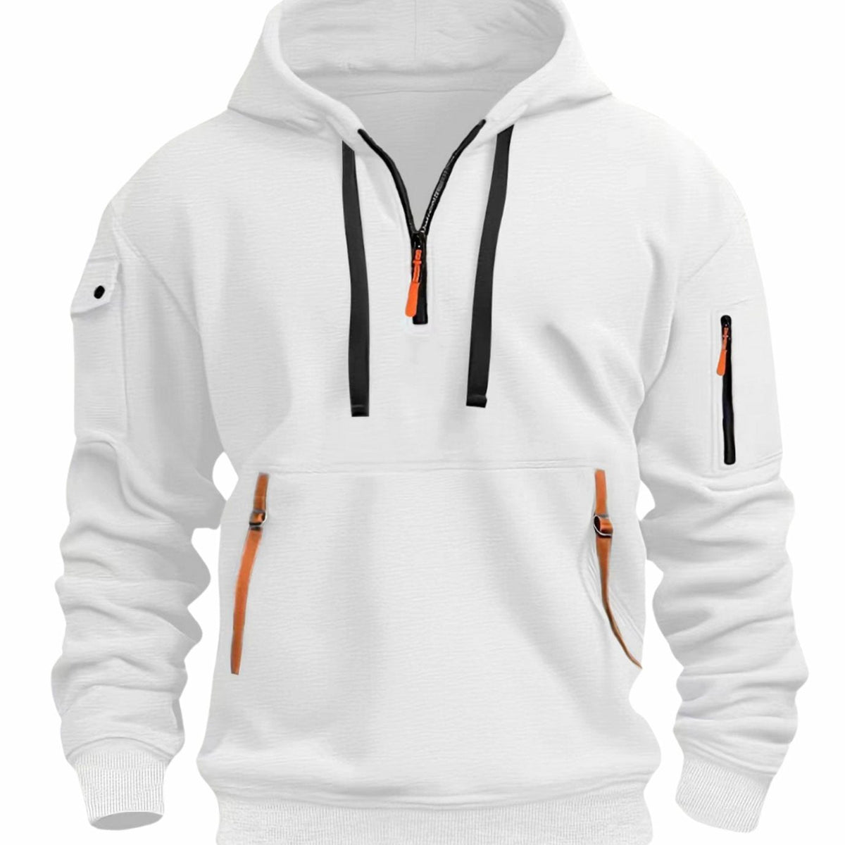 Men's quarter-zip hoodie with hood, long sleeves and zipped pockets