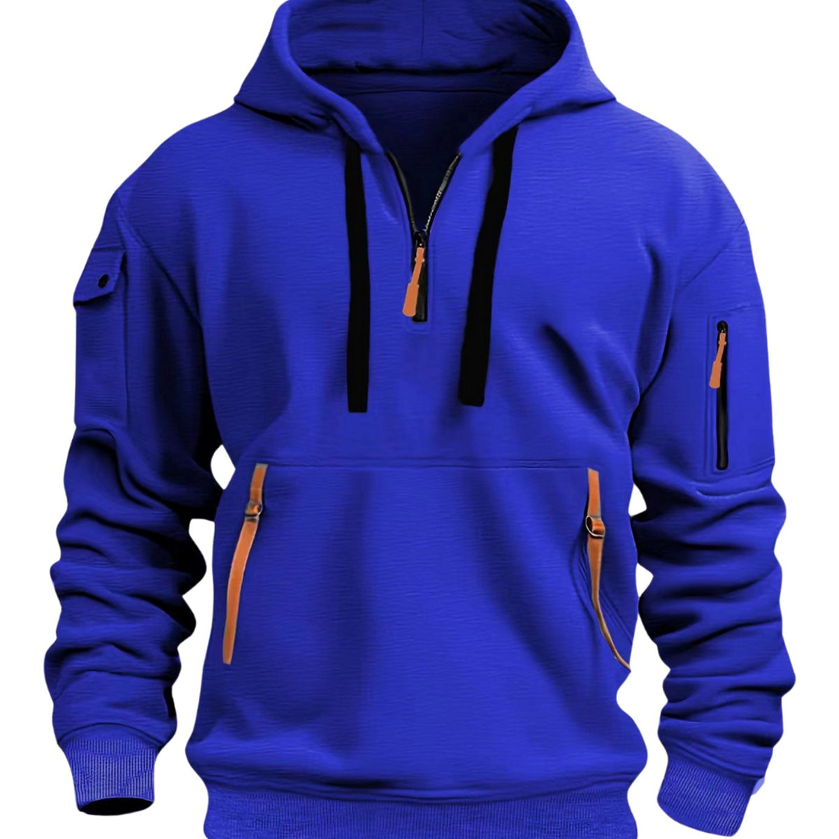 Men's quarter-zip hoodie with hood, long sleeves and zipped pockets