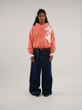 Women's floral embroidered hooded sweatshirt with long sleeves and kangaroo pocket