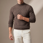 Men's long-sleeve textured mock neck jumper with ribbed trims