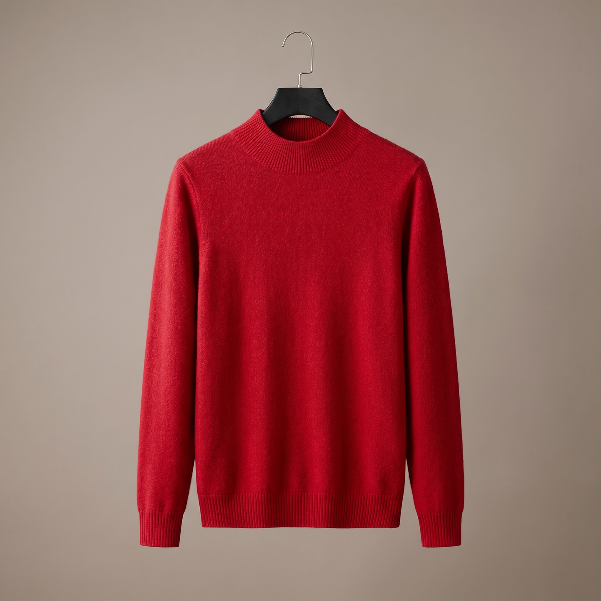 Men's long-sleeve textured mock neck jumper with ribbed trims