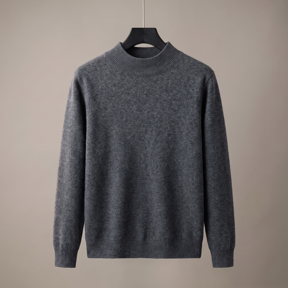 Men's long-sleeve textured mock neck jumper with ribbed trims