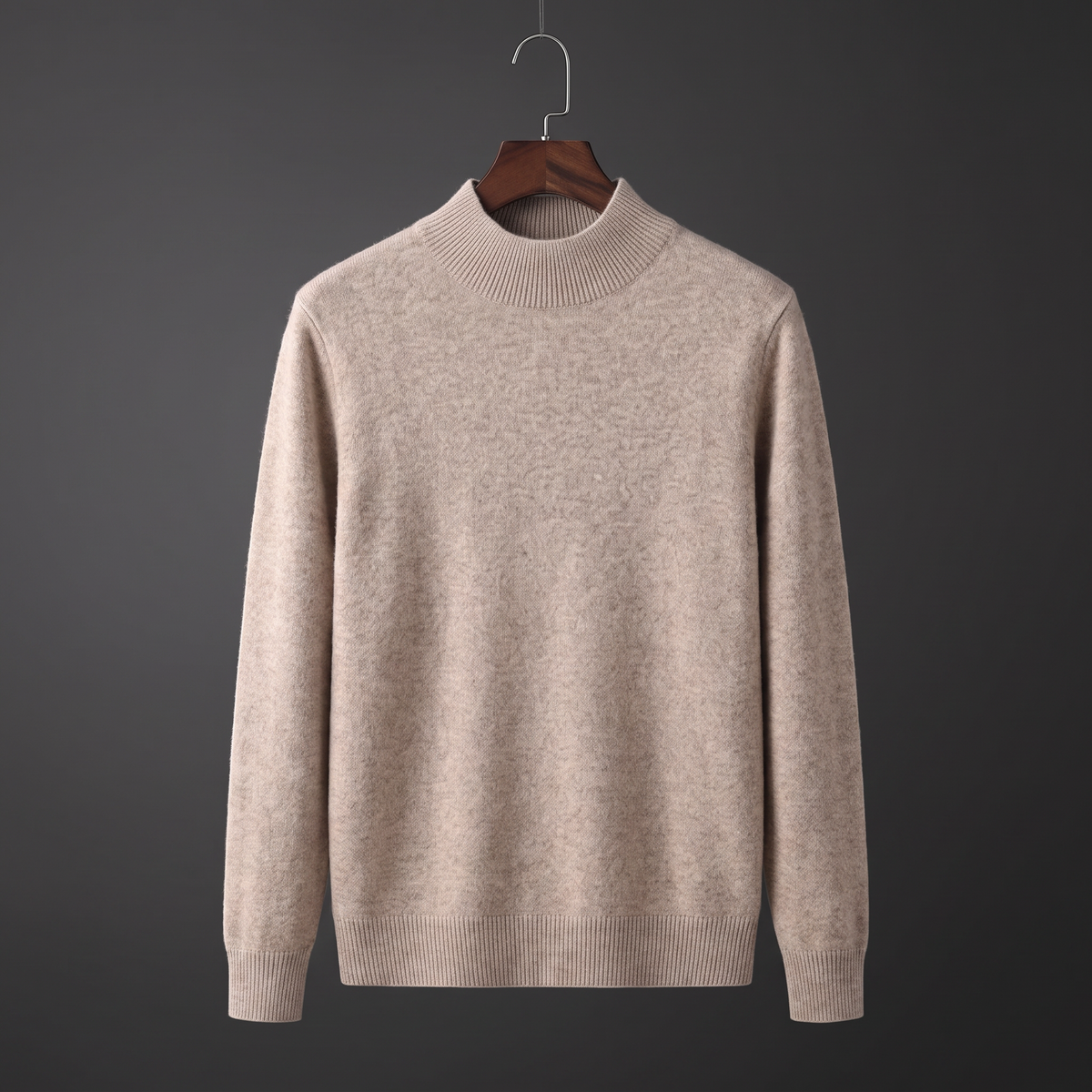 Men's long-sleeve textured mock neck jumper with ribbed trims