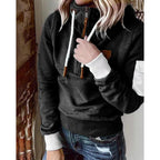 Women's hooded sweatshirt with front zip, drawstrings, ribbed trims and sleeve pocket