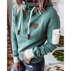 Women's hooded sweatshirt with front zip, drawstrings, ribbed trims and sleeve pocket