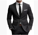 Men's burgundy slim fit suit with notched lapels, button jacket and matching trousers