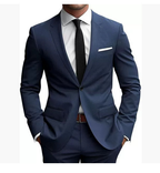 Men's burgundy slim fit suit with notched lapels, button jacket and matching trousers
