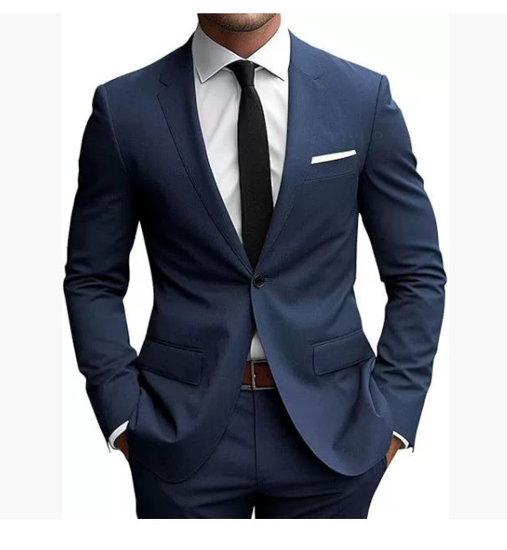 Men's burgundy slim fit suit with notched lapels, button jacket and matching trousers