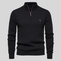 Men's ribbed quarter-zip jumper with mock neck and long sleeves