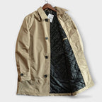 Men's button-front coat with point collar, long sleeves and side pockets