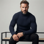Men's ribbed turtleneck slim fit sweater