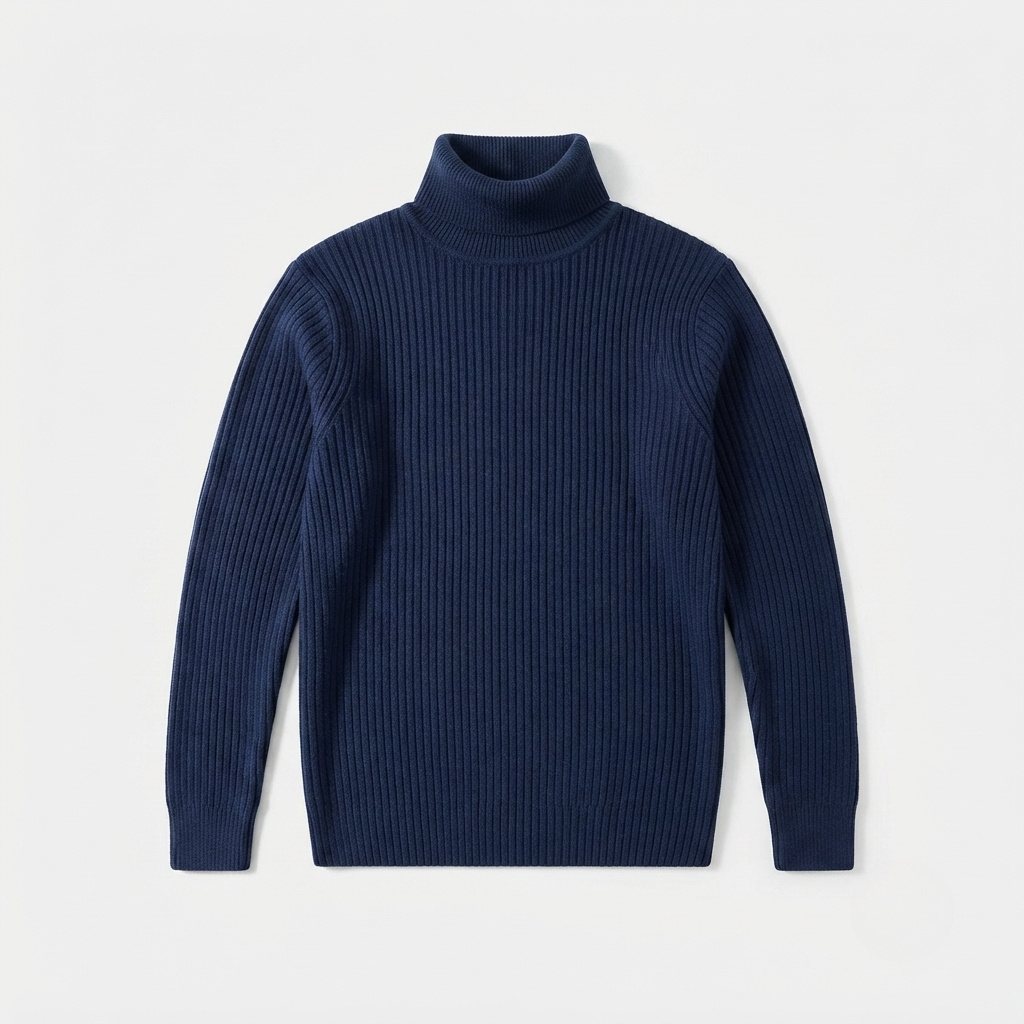 Men's ribbed turtleneck slim fit sweater
