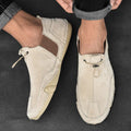 Men's casual moc toe loafers with toggle fastening and flat soles