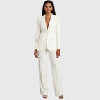 Women's structured blazer and wide-leg trousers suit set